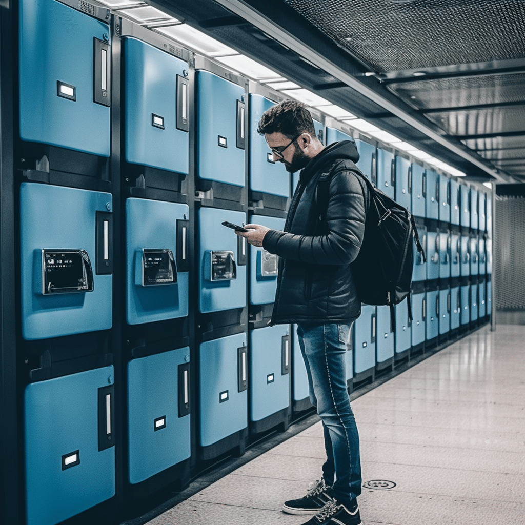 A_traveler_standing_next_to_a_smart_luggage_locker